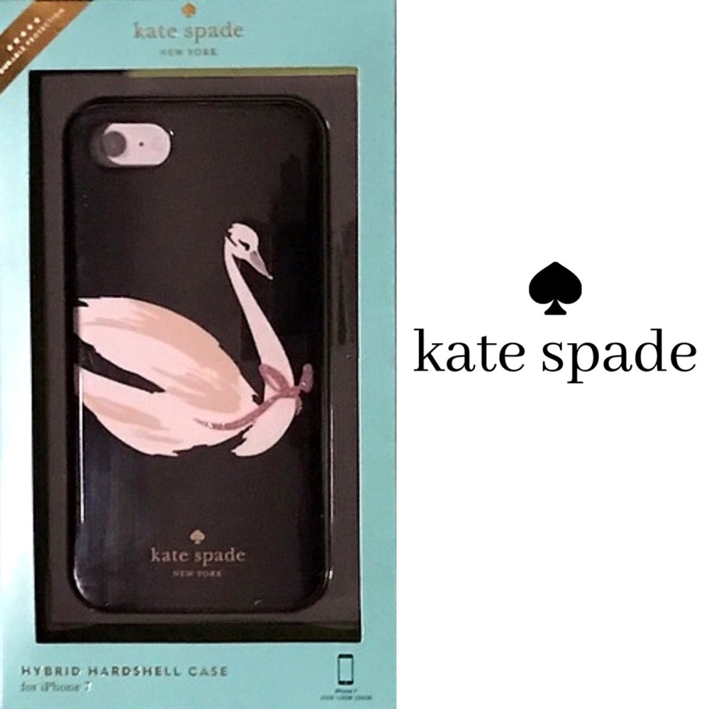 Kate Spade Swan Around iPhone Hybrid Hardshell 7 Plus Case New! Pink Black
